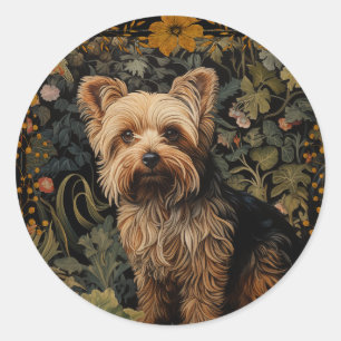 Yorkshire Terrier Yorkie William Morris stijl Ronde Sticker