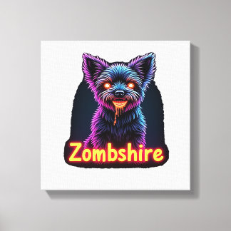 Yorkshire Terrier Yorkie Zombie Hond Halloween Ove Canvas Afdruk