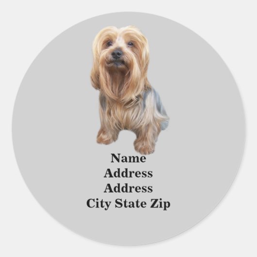 Yorkshire Terrier zo Schattige adreslabel Ronde Sticker (Voorkant)