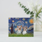 Yorkshire Terriers (13 en 15) - Sterrennacht Briefkaart (Staand voorkant)