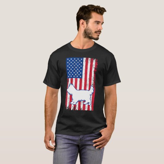 Yorkshire Terriers Amerikaanse vlag Verenigde Stat T-shirt (Voorkant volledig)