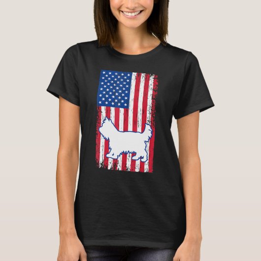Yorkshire Terriers Amerikaanse vlag Verenigde Stat T-shirt (Voorkant)