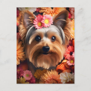 Yorkshire Terrier's bloemenelegantie Briefkaart