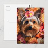 Yorkshire Terrier's bloemenelegantie Briefkaart (Voorkant / Achterkant)