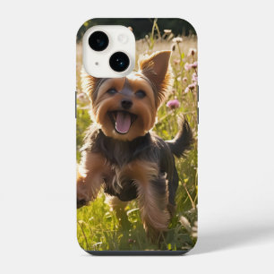 Yorkshire Terriers Spelen in het Gras iPhone 14 Hoesje
