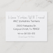 Yorkshire Terriers Traveling Visitekaartje (Achterkant)
