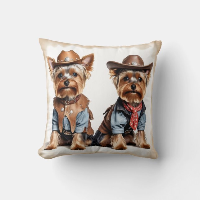 Yorkshire Terriers Vintage Kussen (Voorkant)