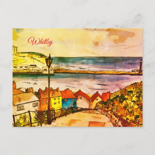 Yorkshire Whitby 199 Stappen origineel Art Briefka Briefkaart