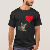 Yorkshire with Heart Balloon Valentijnsdag Love B T-shirt (Voorkant)