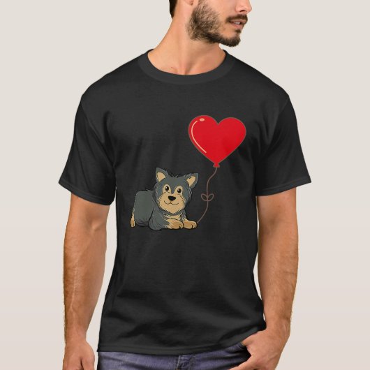 Yorkshire with Heart Balloon Valentijnsdag Love B T-shirt (Voorkant)