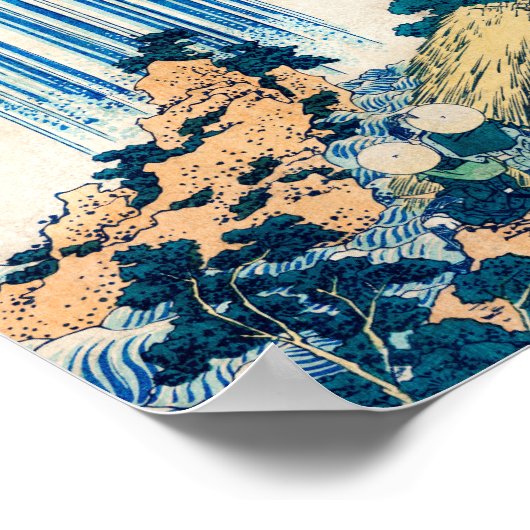 Yoro Waterfall Mino, provincie Katsushika Hokusai Poster (Hoek)