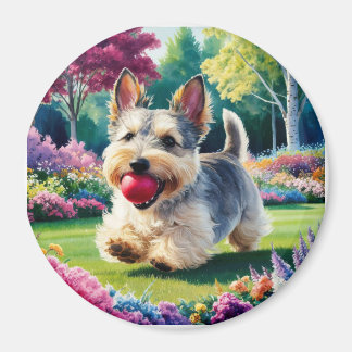 Yorshire Terrier Puppy Spelen in het Park Magneet
