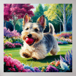 Yorshire Terrier Puppy Spelen in het Park Poster
