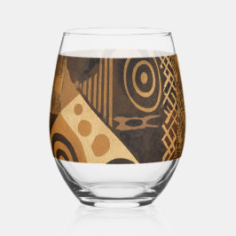 Yoruba Afrikaanse design in aardetinten Wijnglas Zonder Voet