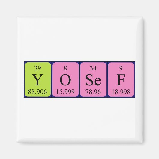 Yosef periodieke lijstnaam magnet (Voorkant)