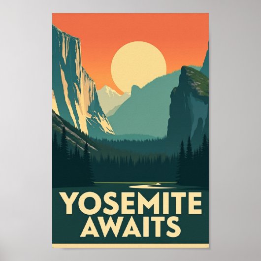 Yosemite Awaits - Retro Travel Poster (Voorkant)