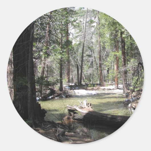 Yosemite-Bossen Ronde Sticker (Voorkant)