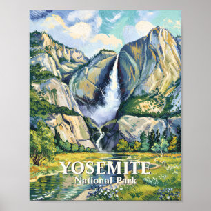 Yosemite Bridalveil Fall Kleurrijk Van Gogh Vintag Poster