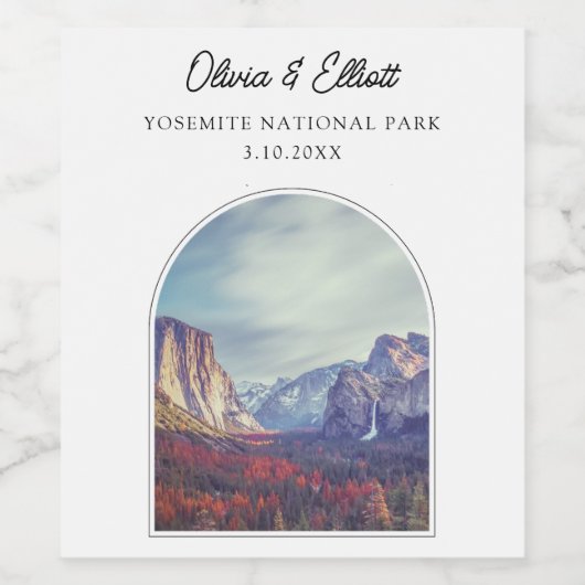 Yosemite bruiloft gunst gepersonaliseerd wijn etiket (Enkel label)