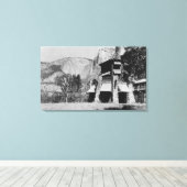 Yosemite, CA - The Ahwahnee Lodge and Valley Canvas Afdruk (Insitu (Houten vloer))