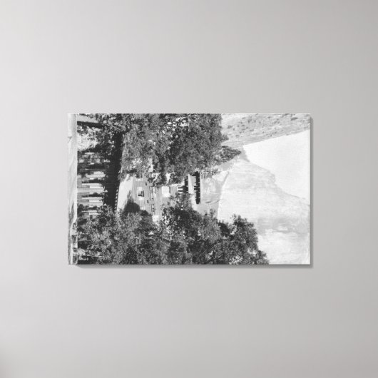 Yosemite, CA - The Ahwahnee Lodge en El Capitan Canvas Afdruk (Voorkant)