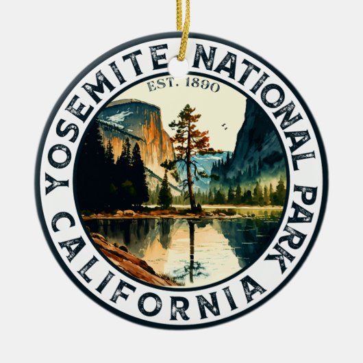 Yosemite California berg  waterverf Keramisch Ornament (Voorkant)