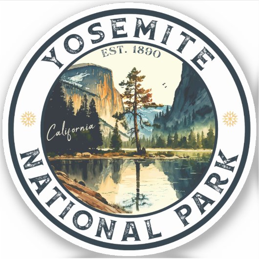Yosemite California berg  waterverf Sticker (Voorkant)
