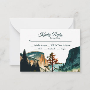 Yosemite California Natuur - RSVP Wedding Insert Notitiekaartje