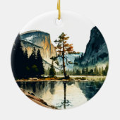 Yosemite California Onze Eerste Kerstmis Waterverf Keramisch Ornament (Achterkant)