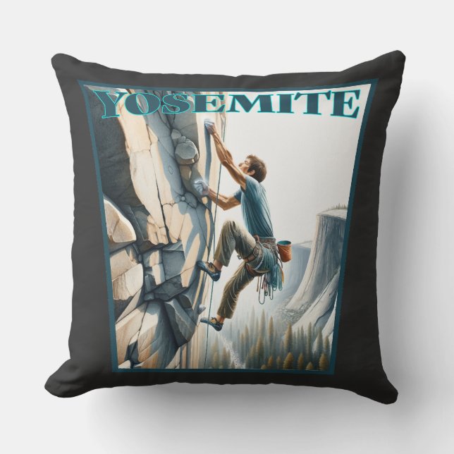 Yosemite California Rock Climbing Kussen (Voorkant)