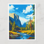 Yosemite California vintage reisillustratie Briefkaart (Voorkant)