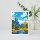 Yosemite California vintage reisillustratie Briefkaart (Staand voorkant)