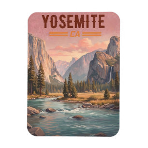 Yosemite Californië – Vallei en waterval bij zonso Magneet