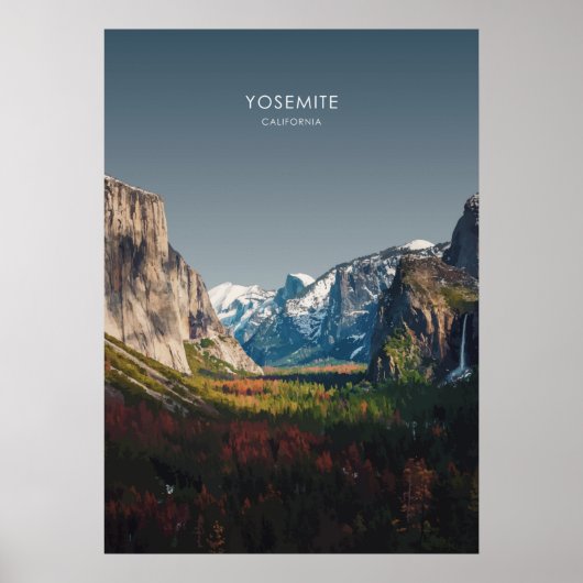 Yosemite, Californische reisillustratie Poster (Voorkant)
