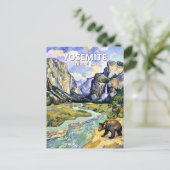 Yosemite El Capitan Bear Tunnel View Van Gogh Art Briefkaart (Staand voorkant)