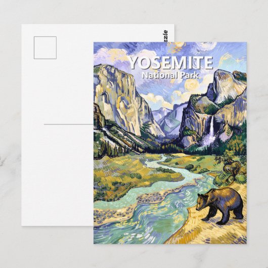 Yosemite El Capitan Bear Tunnel View Van Gogh Art Briefkaart (Voorkant / Achterkant)