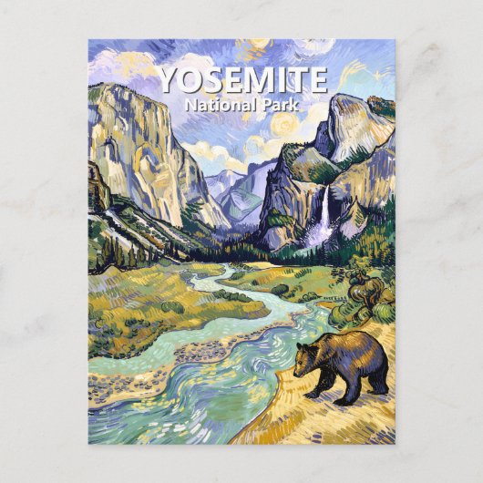 Yosemite El Capitan Bear Tunnel View Van Gogh Art Briefkaart (Voorkant)