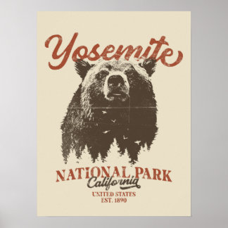 Yosemite Grizzly Beer, Californië Poster