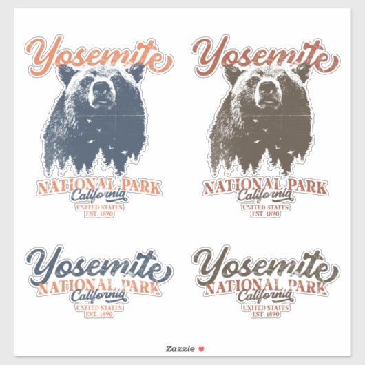 Yosemite Grizzly Beer, Californië Sticker (Vel)