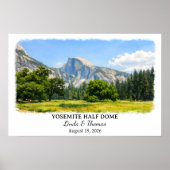 Yosemite Half Dome California Poster, Aquarel, Poster (Voorkant)