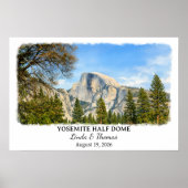 Yosemite Half Dome California Poster, Aquarel, Poster (Voorkant)