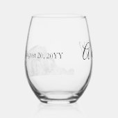 Yosemite Half Dome Sunset Initialen bruiloft Wijnglas Zonder Voet (Voorkant)