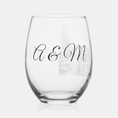 Yosemite Half Dome Sunset Initialen bruiloft Wijnglas Zonder Voet (Links)