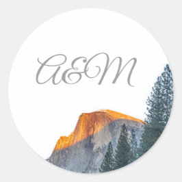 Yosemite Half Dome Sunset Initialen Ronde Sticker