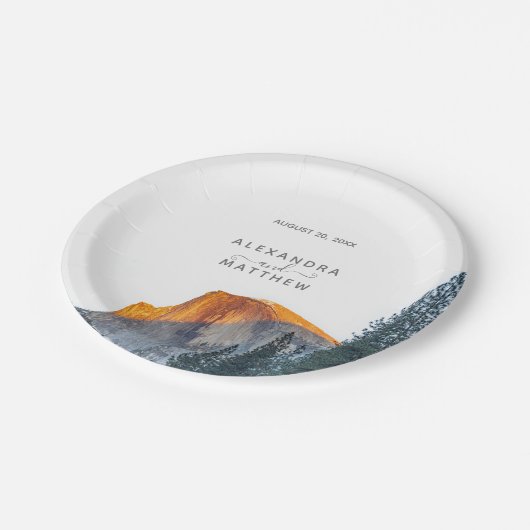 Yosemite Half Dome Sunset Trouwpapier Borden Papieren Bordje (Gekanteld)