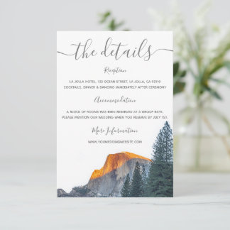 Yosemite Half Dome Sunset Wedding Informatiekaartje