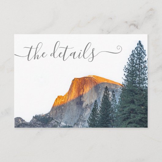 Yosemite Half Dome Sunset Wedding Informatiekaartje (Voorkant)