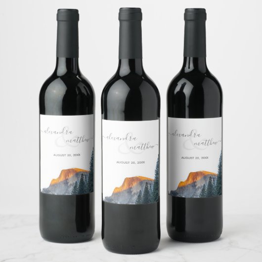 Yosemite Half Dome Sunset Wine Label Wijn Etiket (Flessen)