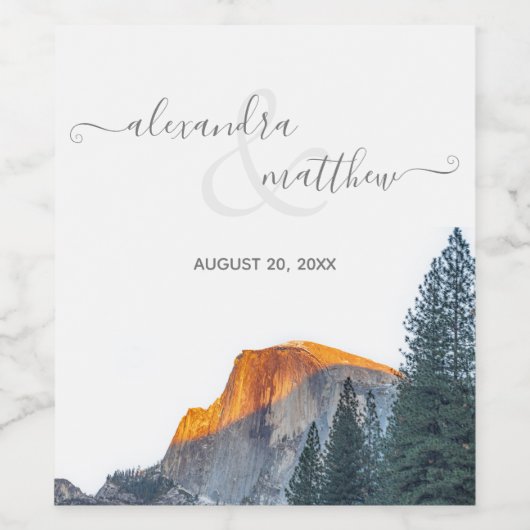 Yosemite Half Dome Sunset Wine Label Wijn Etiket (Enkel label)