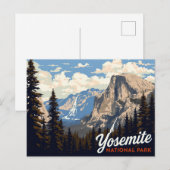 Yosemite Half Dome Vintage Poster Kunst Briefkaart (Voorkant / Achterkant)